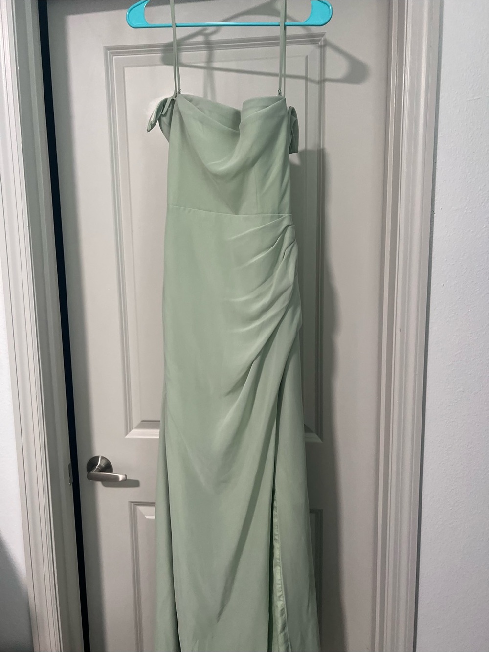 Azazie Leonis - Elegant Dusty Sage Green Evening Gown